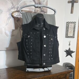 Torrid Black Studded Denim Vest